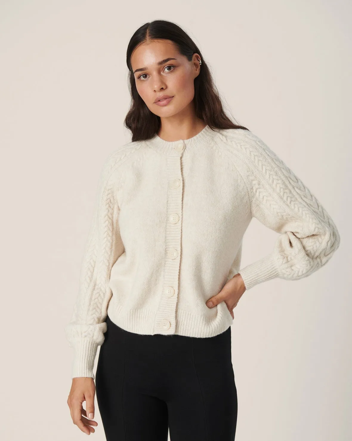 Peggy Cardigan - Ecru Melange