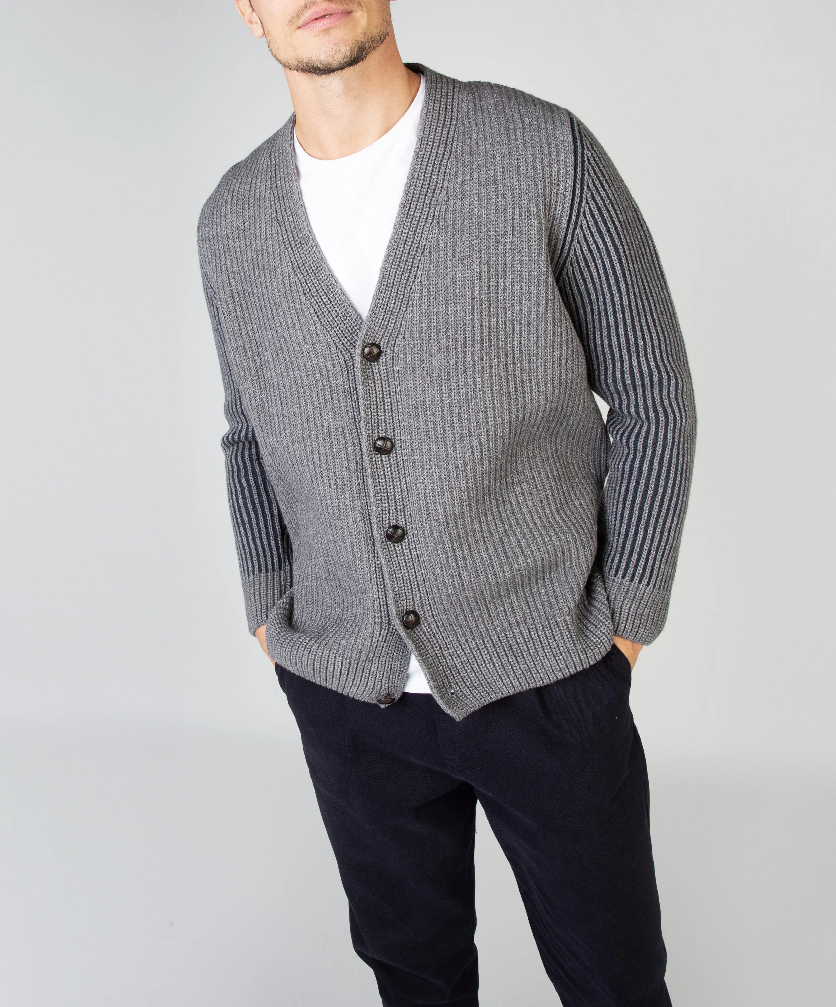 Pinstripe Cardigan Grey Frost