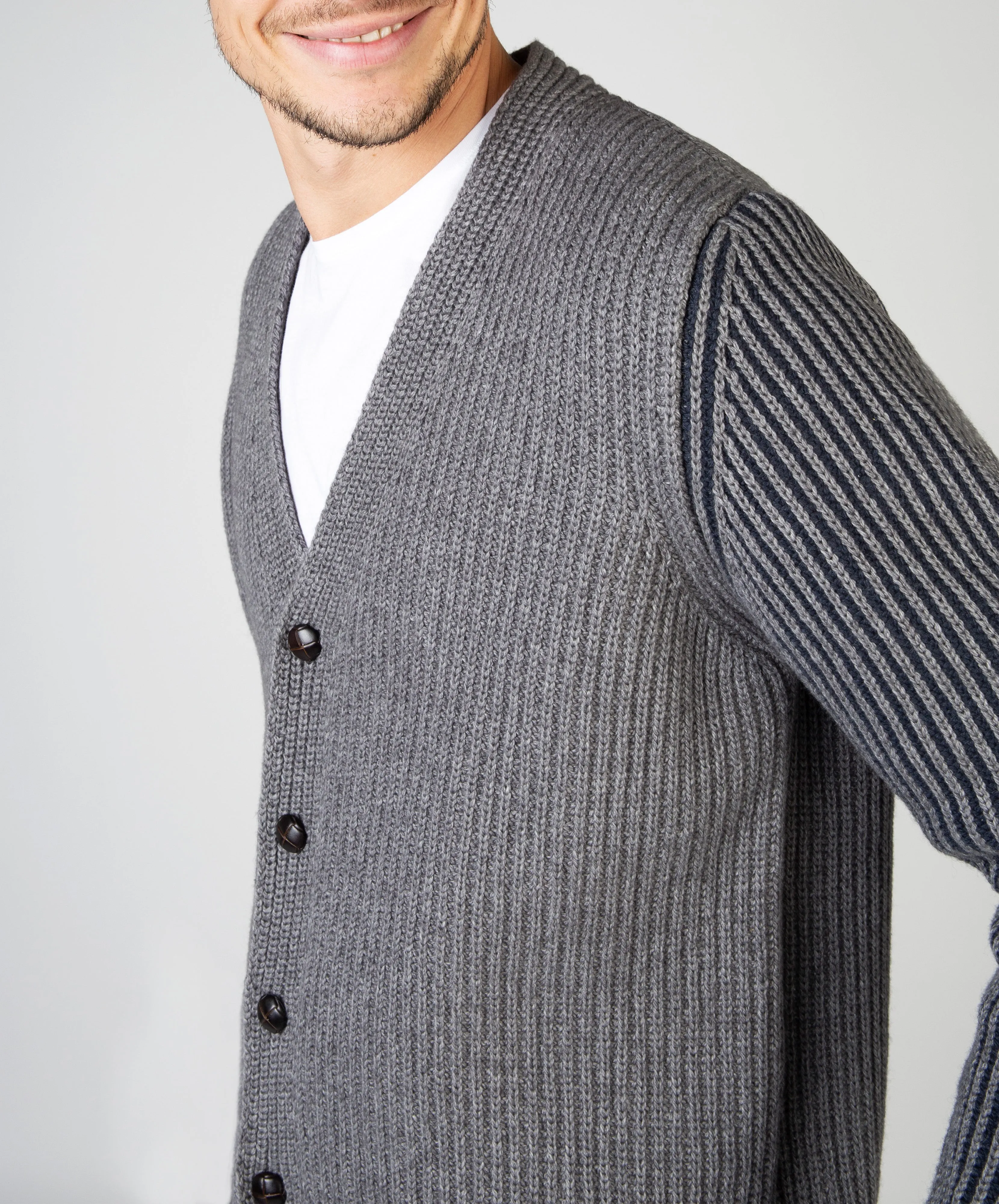 Pinstripe Cardigan Grey Frost