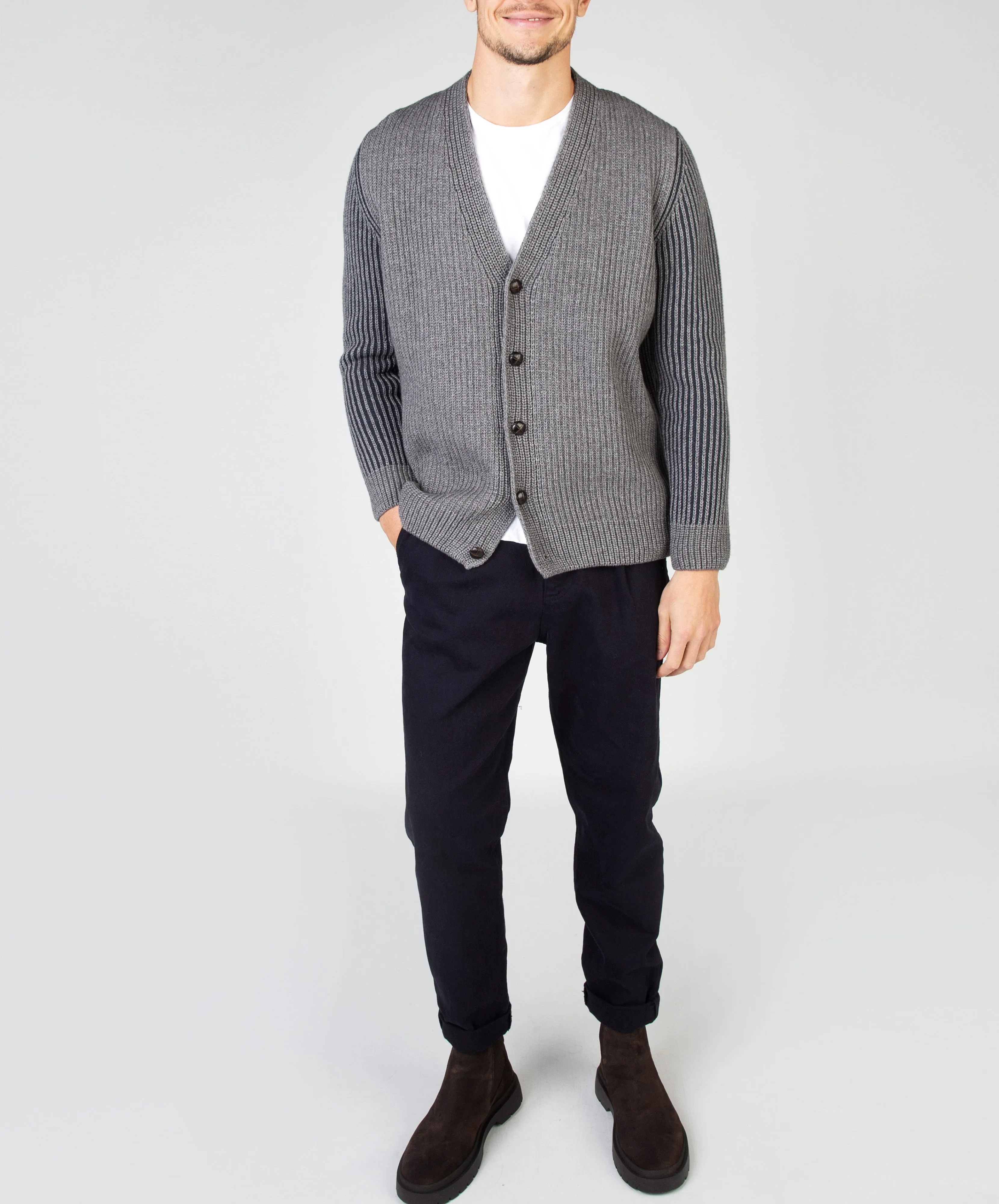 Pinstripe Cardigan Grey Frost