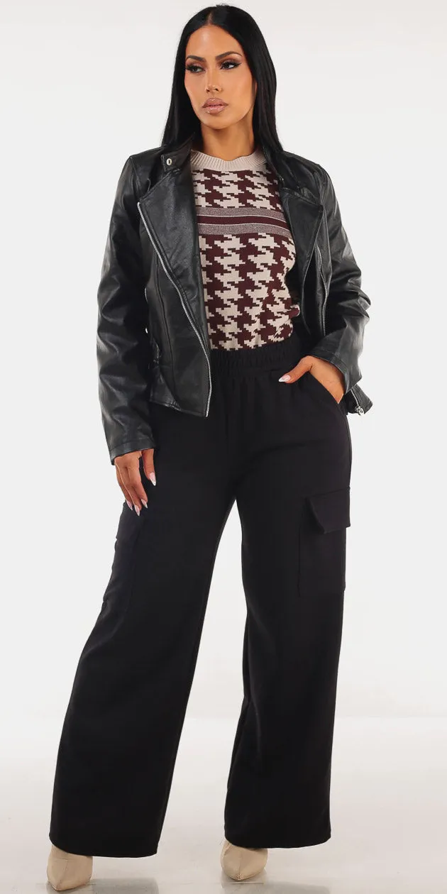 Pleather Printed Cargo Pants Trio