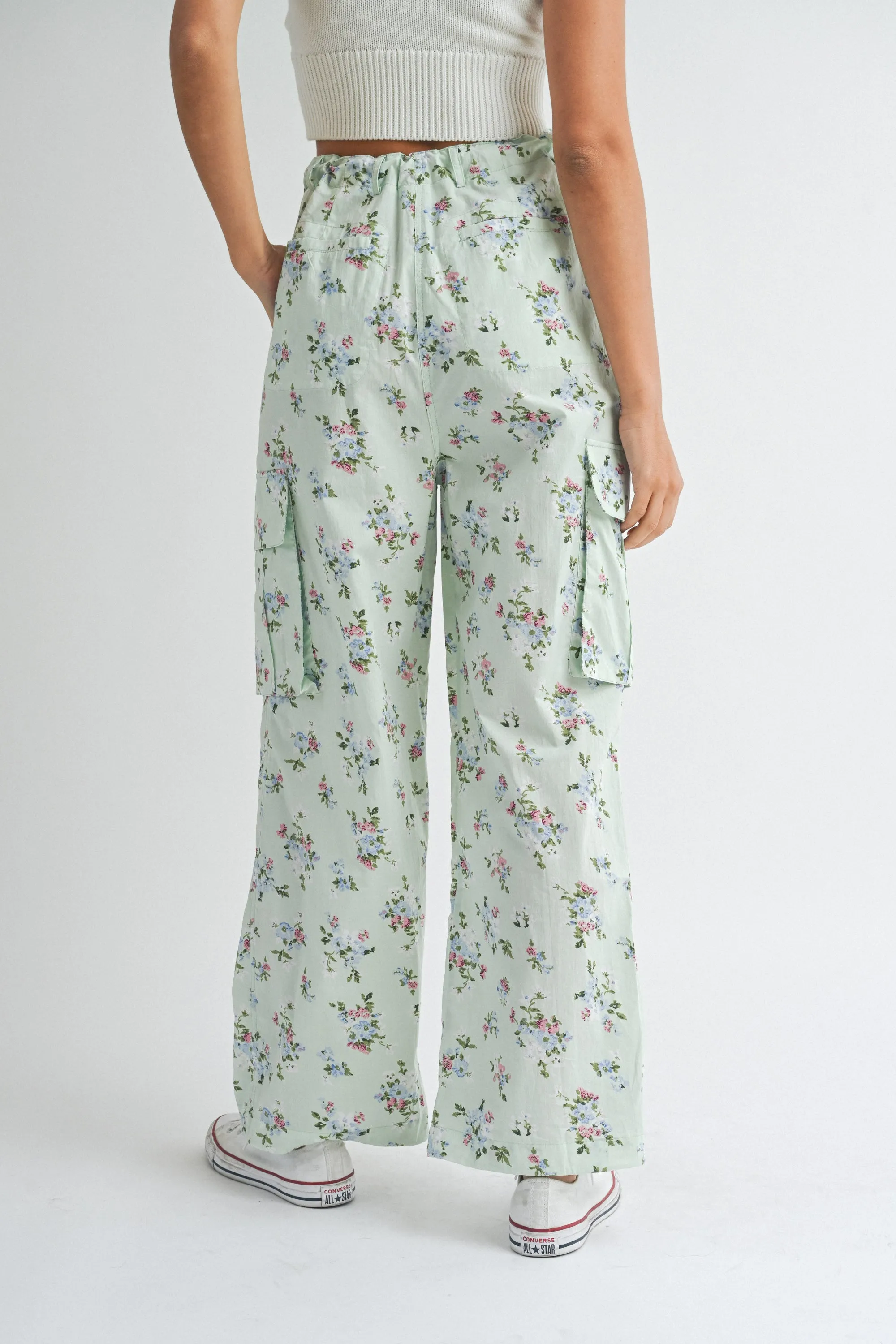 RAGNILDA DRAWSTRING WAIST CARGO PANTS