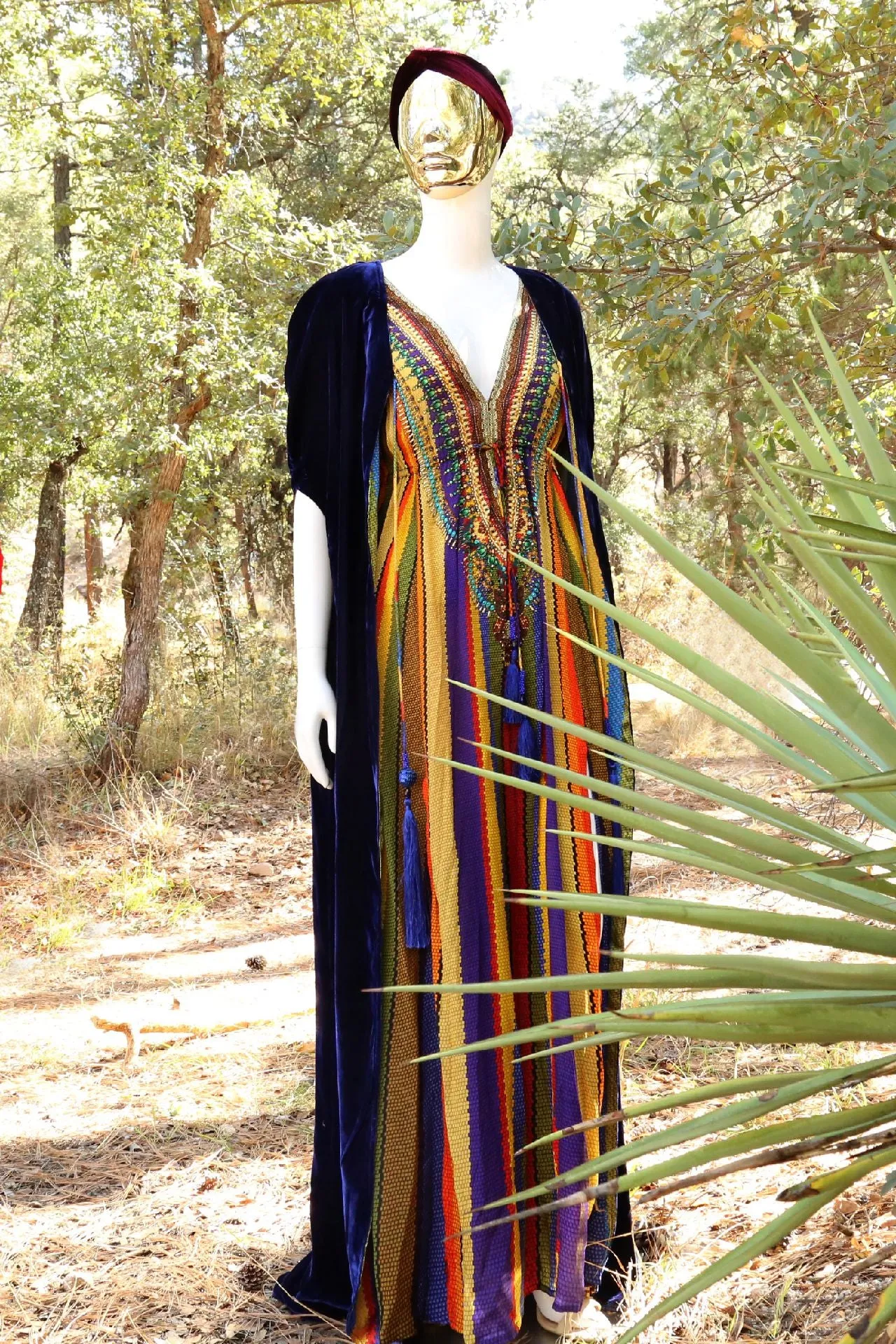 Rainbow Stripe Print Wrap Front Maxi Dress