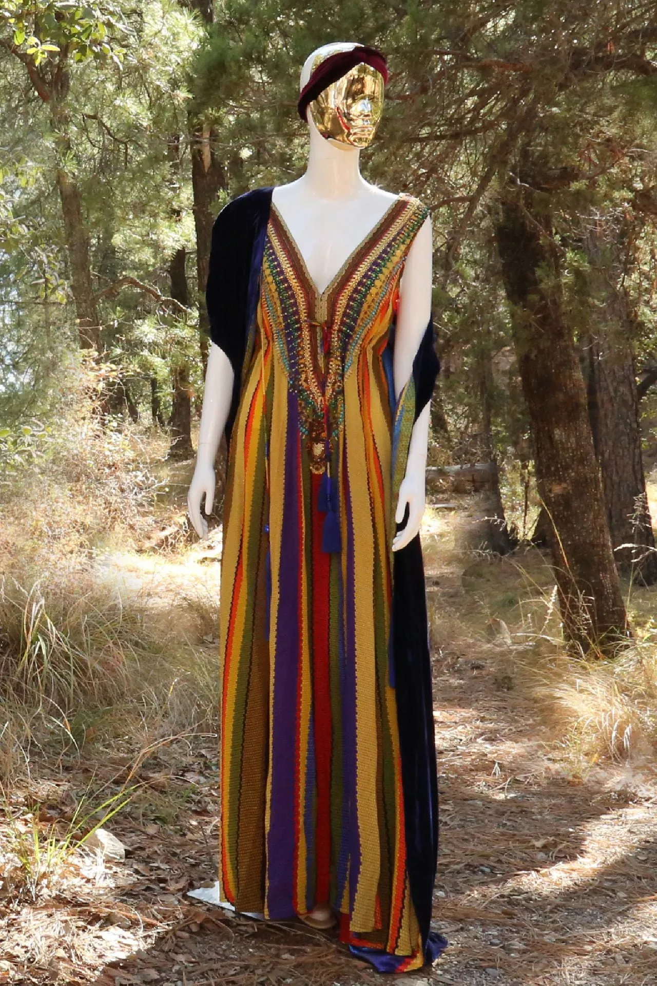 Rainbow Stripe Print Wrap Front Maxi Dress