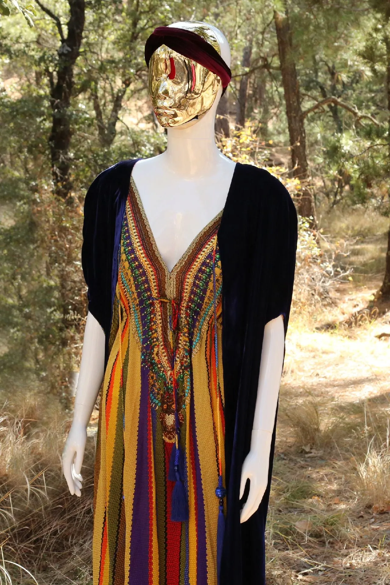 Rainbow Stripe Print Wrap Front Maxi Dress