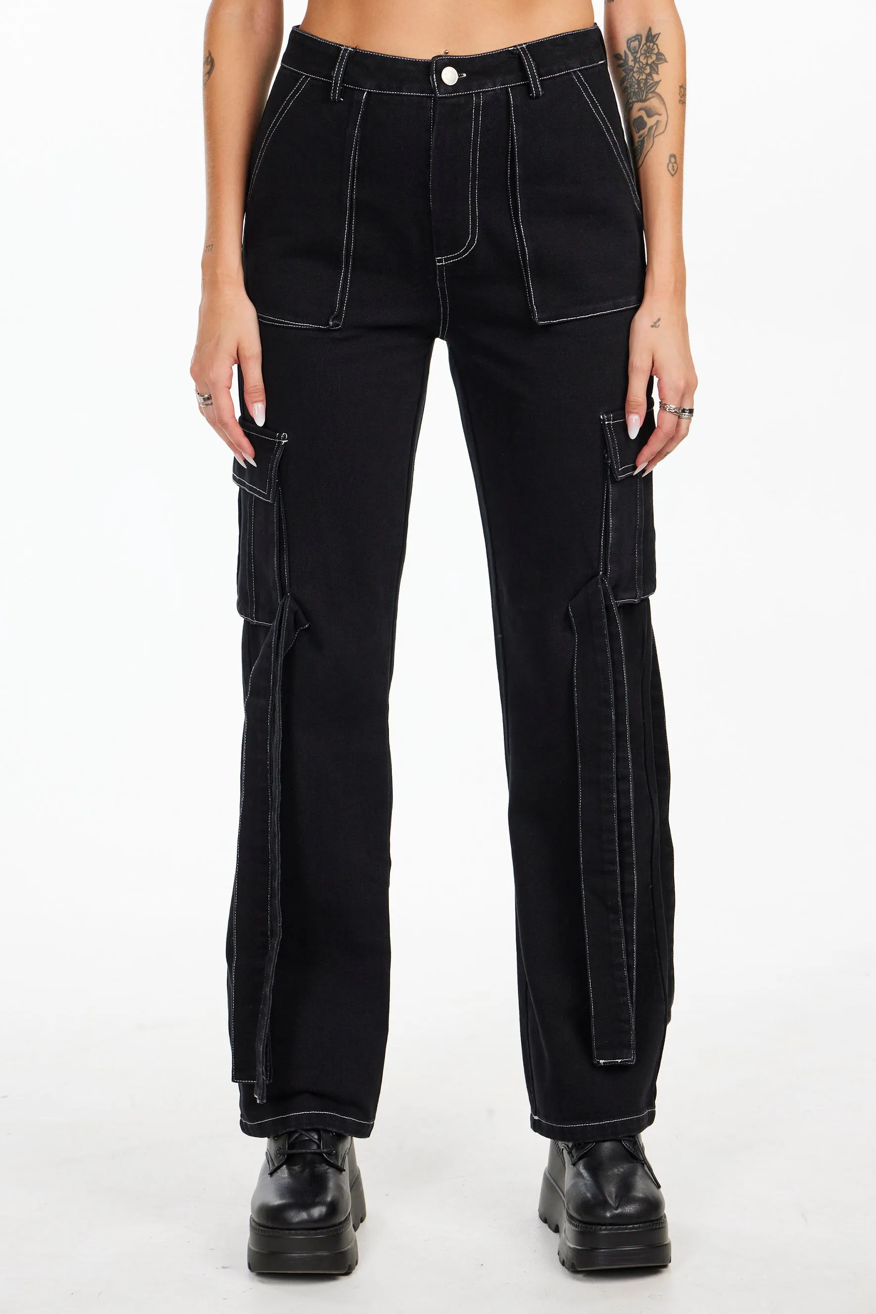 Real Intentions Strap Denim Pants