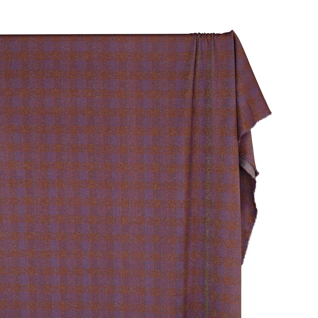 Remnant - 2.2m - Deadstock Enchanted Plaid Double Knit - Rust/Azure