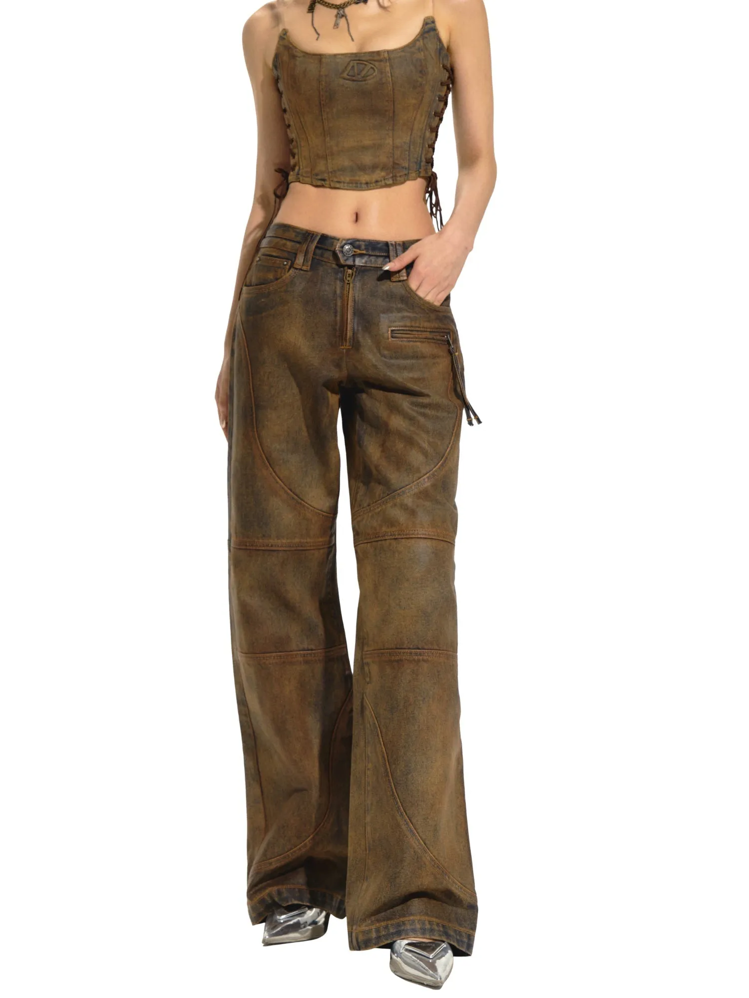 Rust Brown Derv Jeans