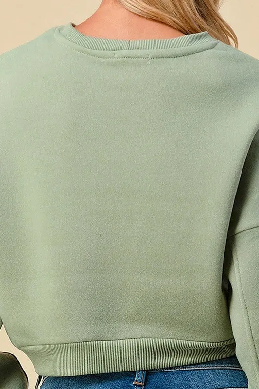 Sage Cropped Fleece Sweatshirt