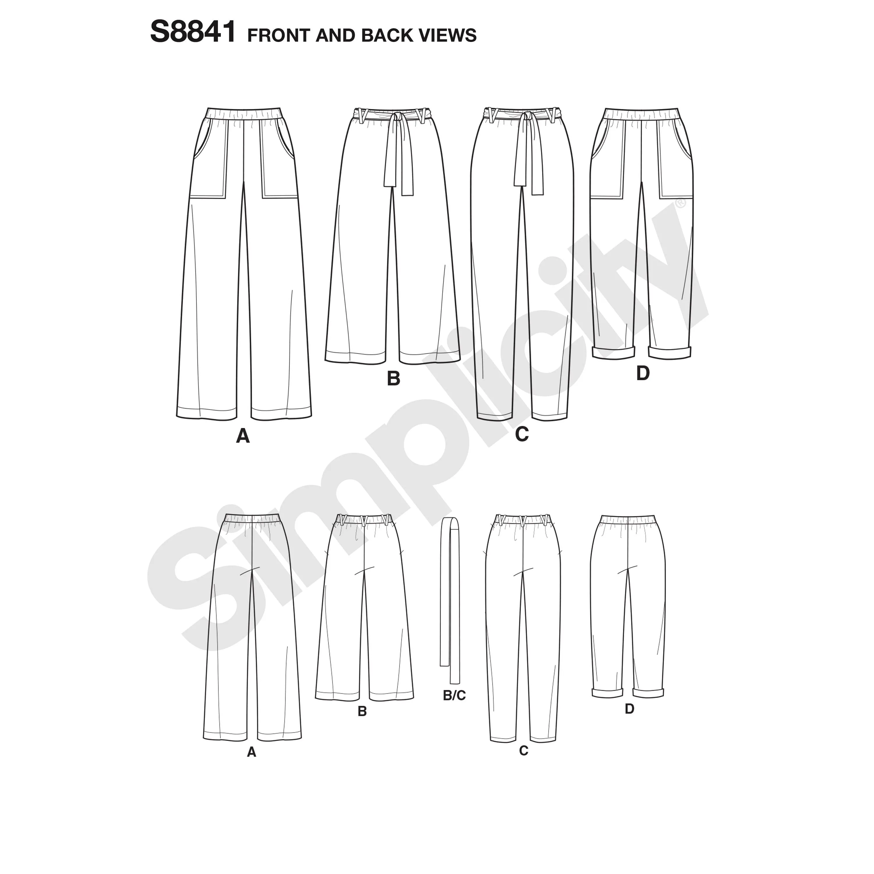 Simplicity Pattern 8841, Easy to sew pull on pants