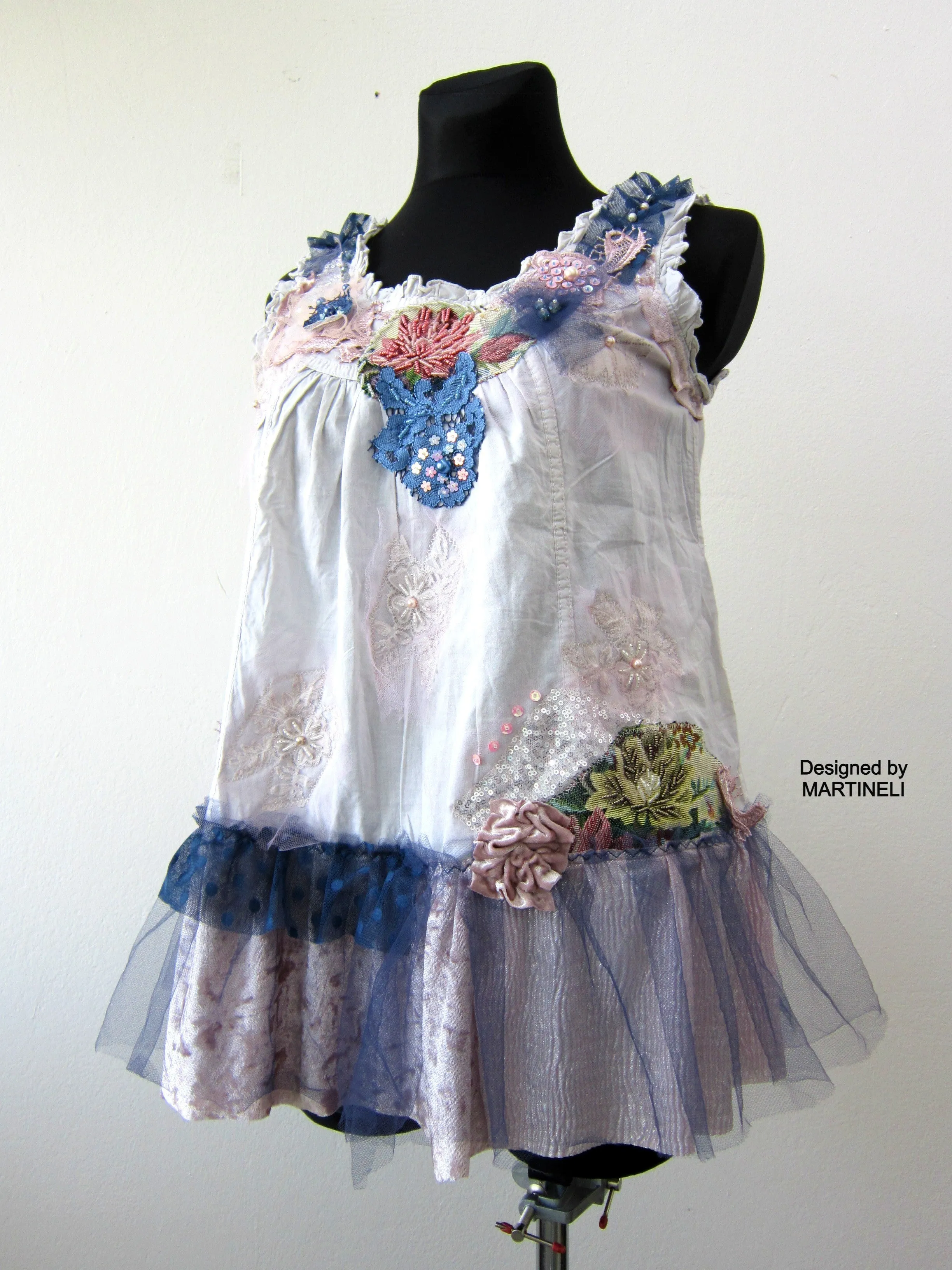 Sleeveless Summer Top,M Boho Chic Shirt Dress