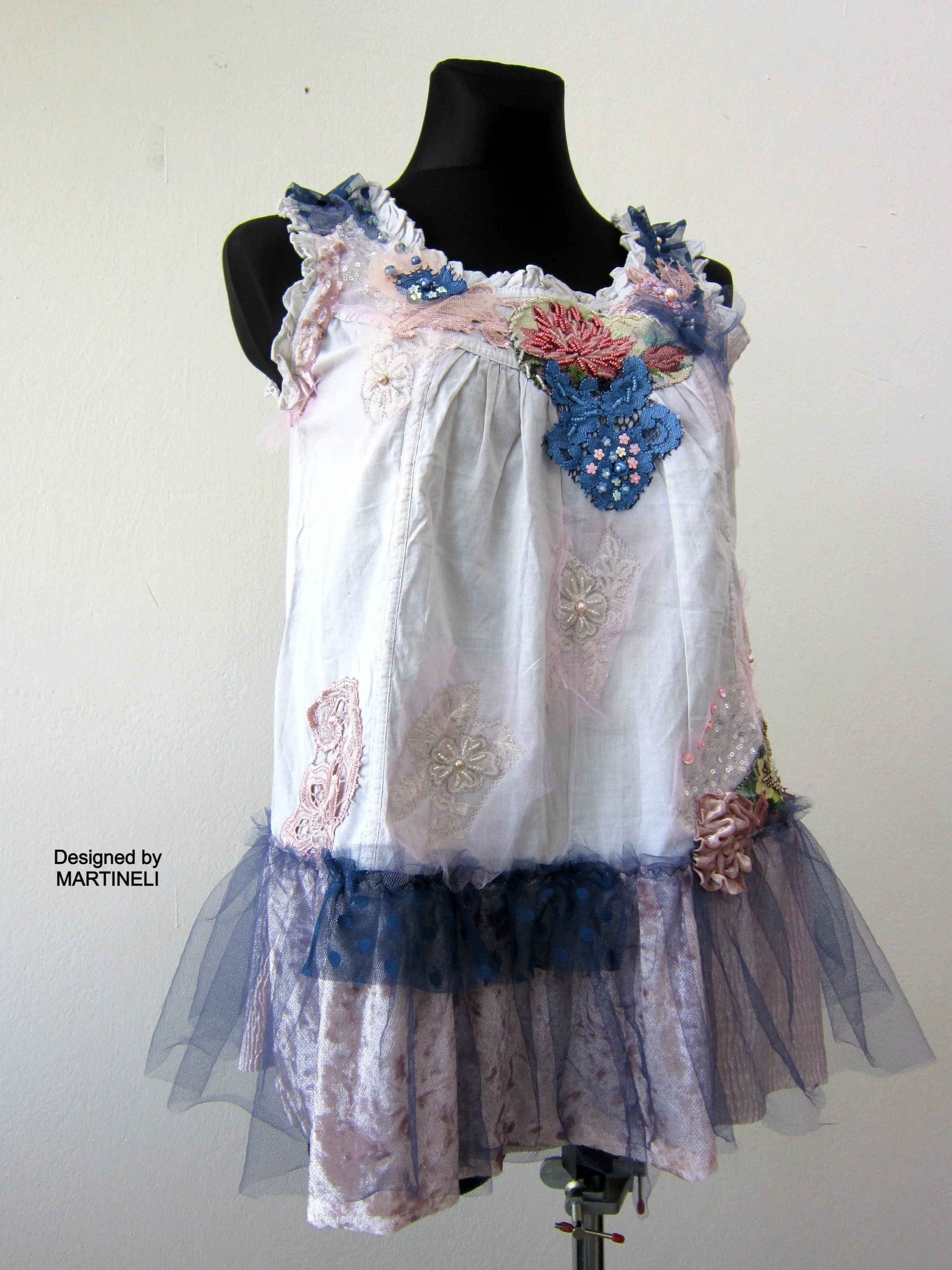 Sleeveless Summer Top,M Boho Chic Shirt Dress