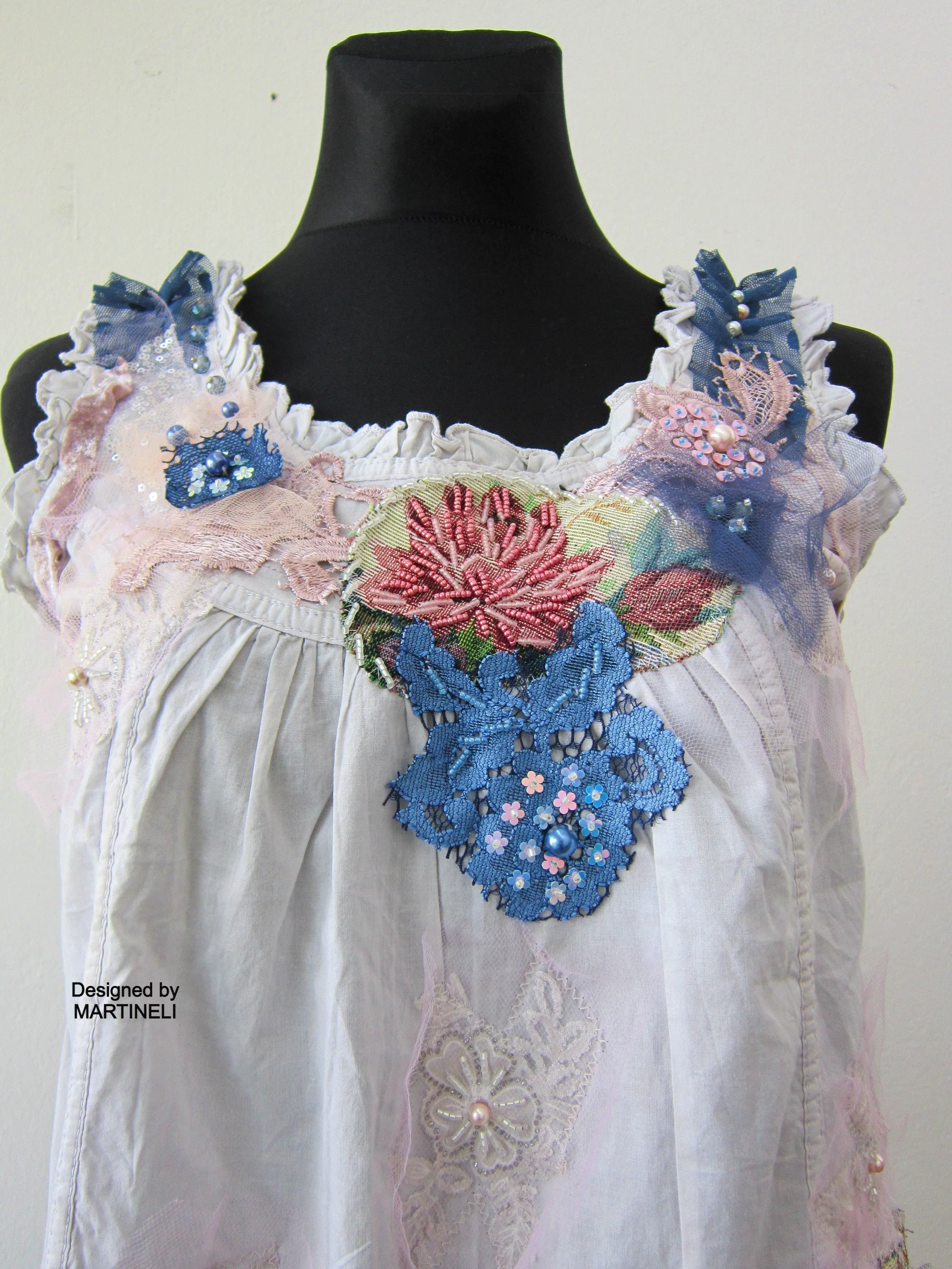 Sleeveless Summer Top,M Boho Chic Shirt Dress