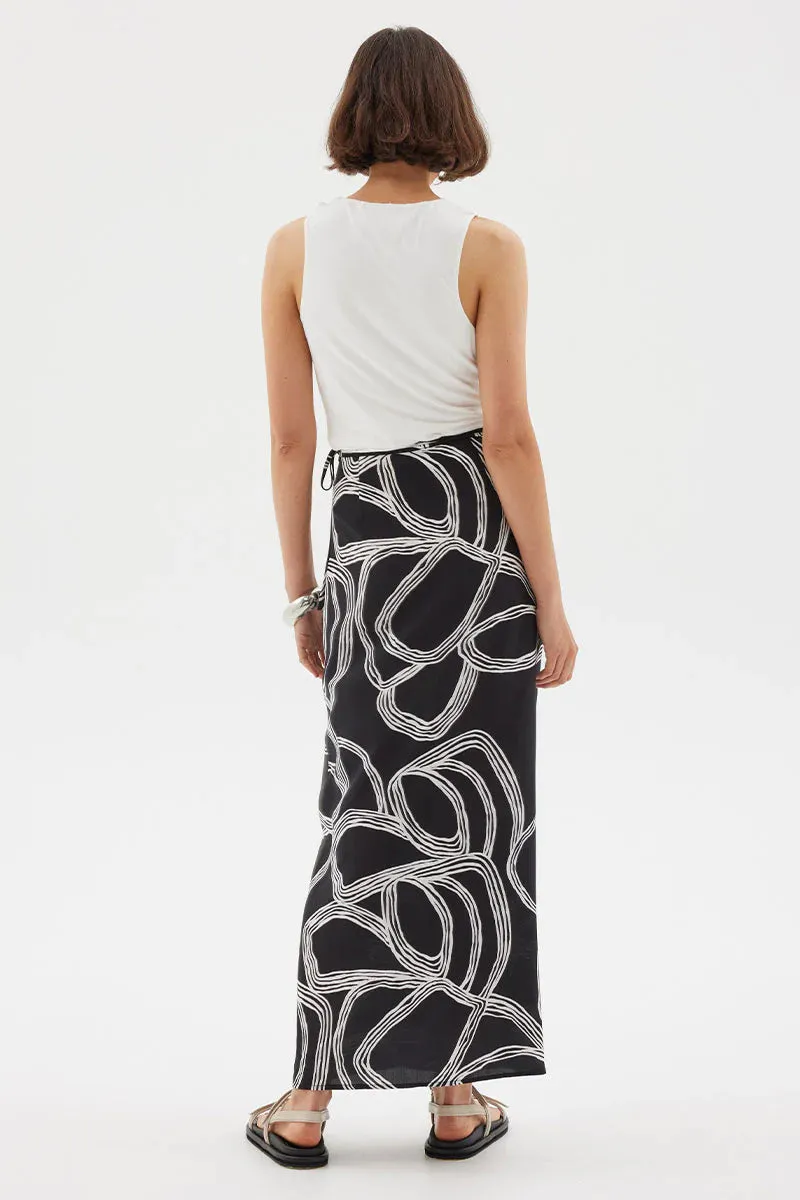 Sovere Sgraffito Wrap Maxi Skirt BLACK
