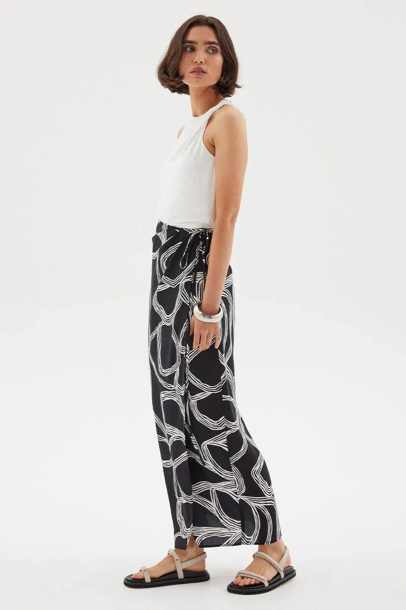 Sovere Sgraffito Wrap Maxi Skirt BLACK