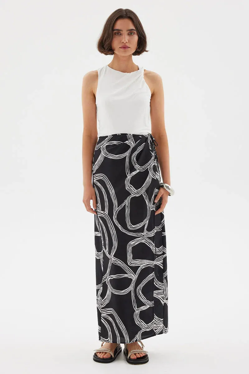 Sovere Sgraffito Wrap Maxi Skirt BLACK
