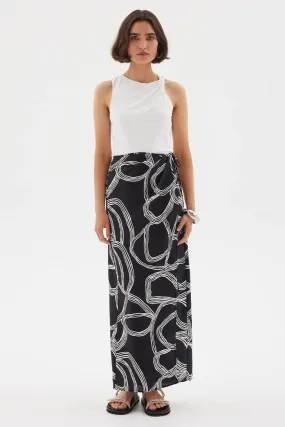 Sovere Sgraffito Wrap Maxi Skirt BLACK
