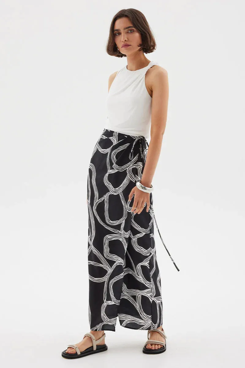 Sovere Sgraffito Wrap Maxi Skirt BLACK