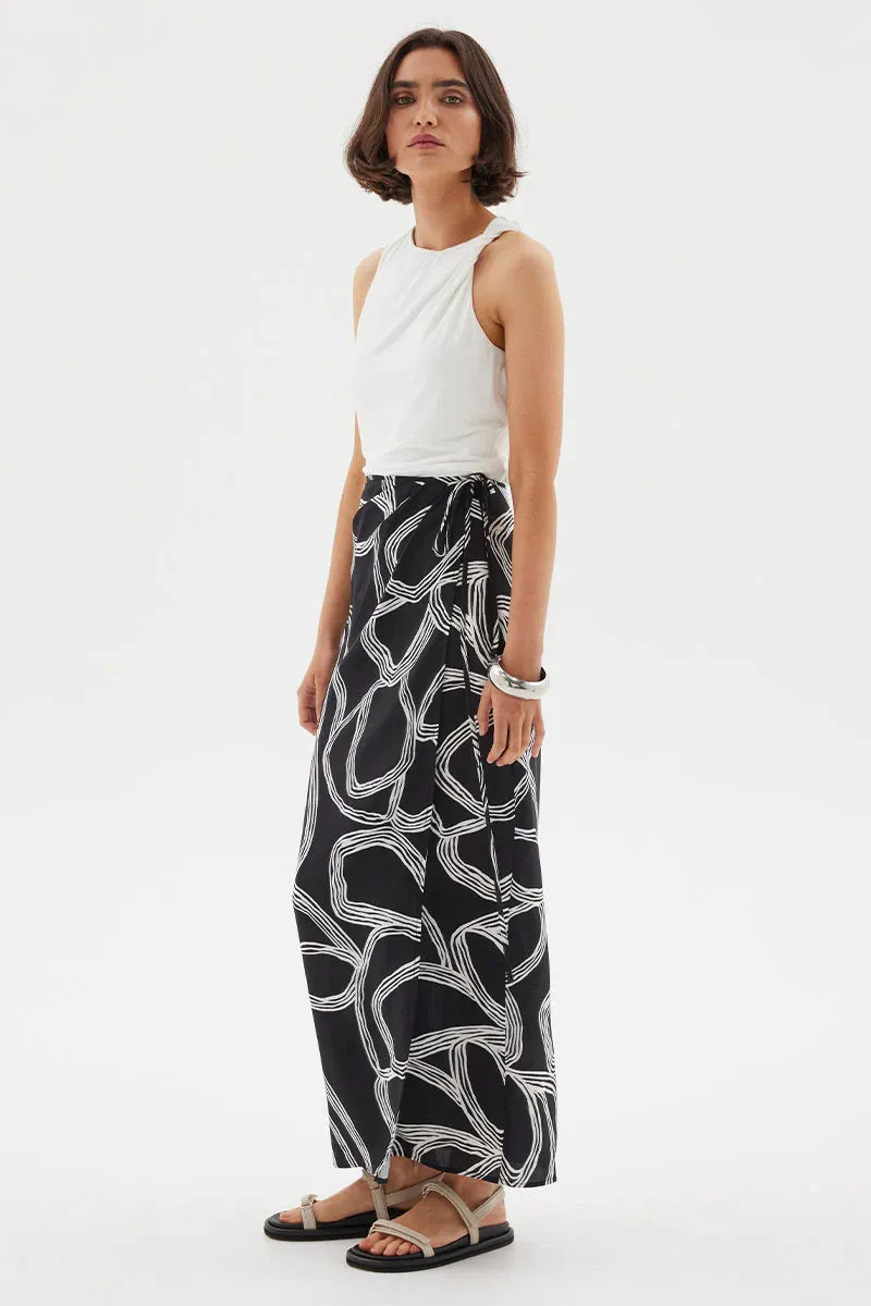 Sovere Sgraffito Wrap Maxi Skirt BLACK
