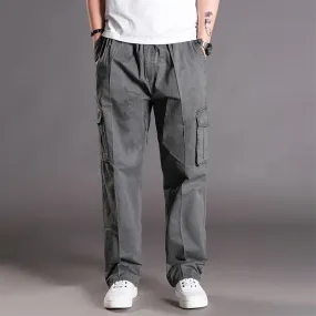 Spring Autumn Men Casual Cargo Pants 95% Cotton Multiple Pockets Male Thin Trousers Loose