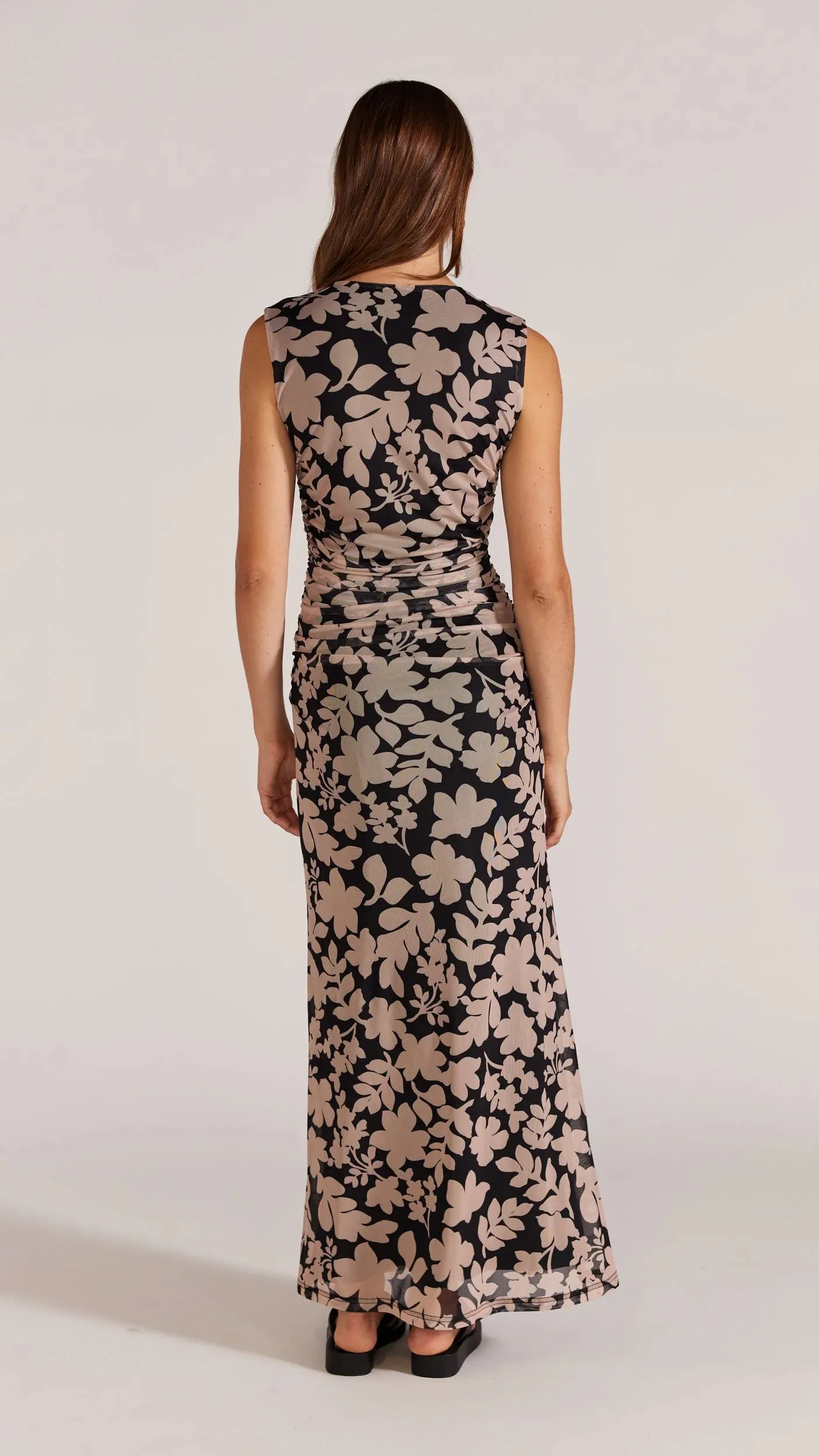 Staple The Label Selita Mesh Midi Dress - Black/Beige
