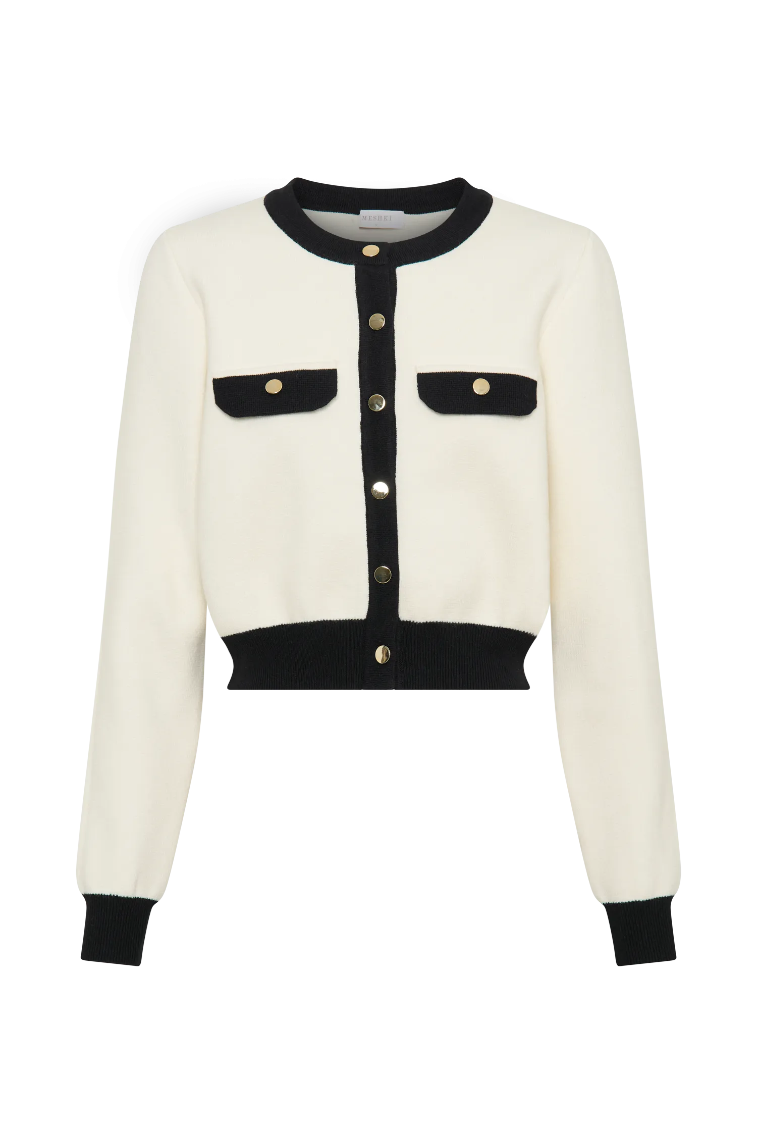 Tabitha Contrast Knit Cardigan - Ivory