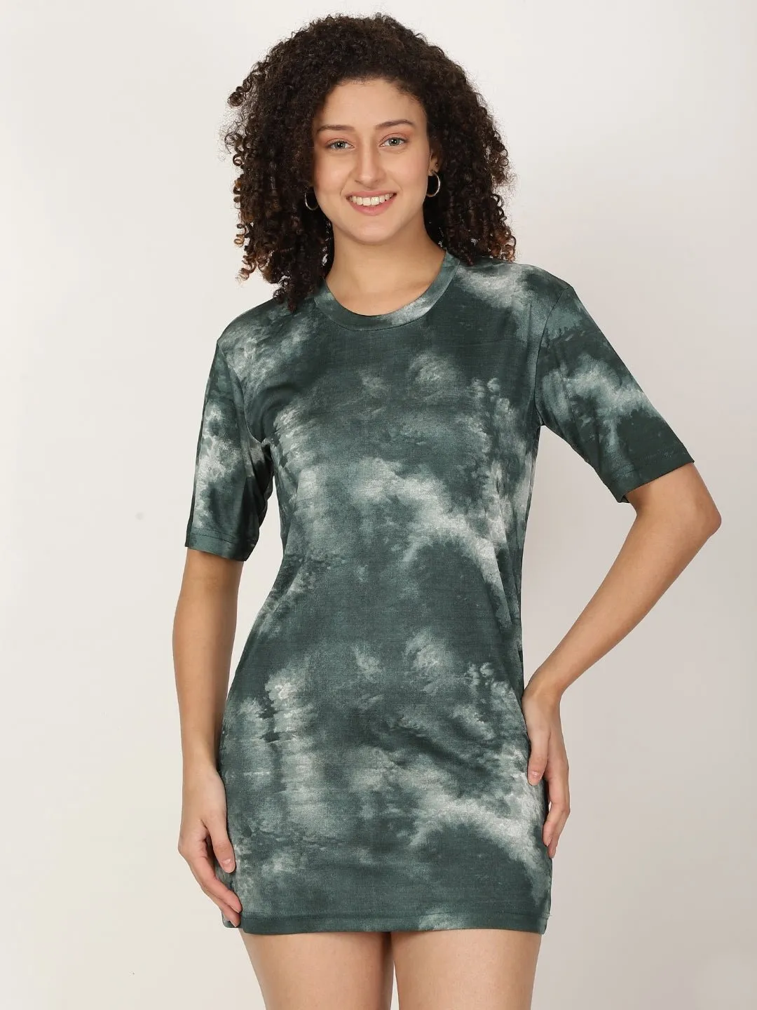 Tie-Dye Print Knitted T-shirt Dress
