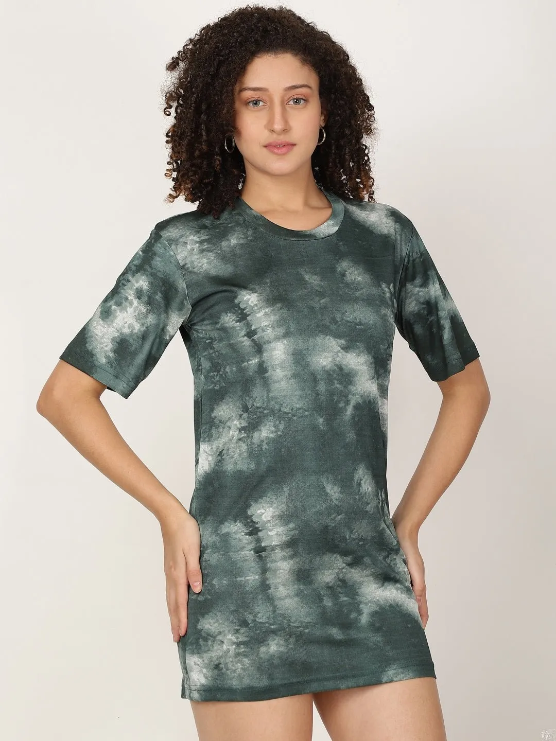 Tie-Dye Print Knitted T-shirt Dress