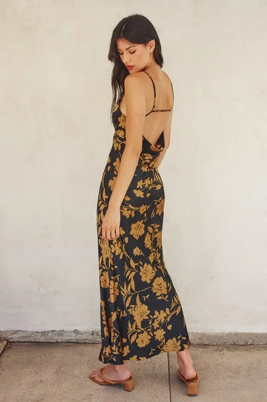 Undeniable Open Back Satin Dress