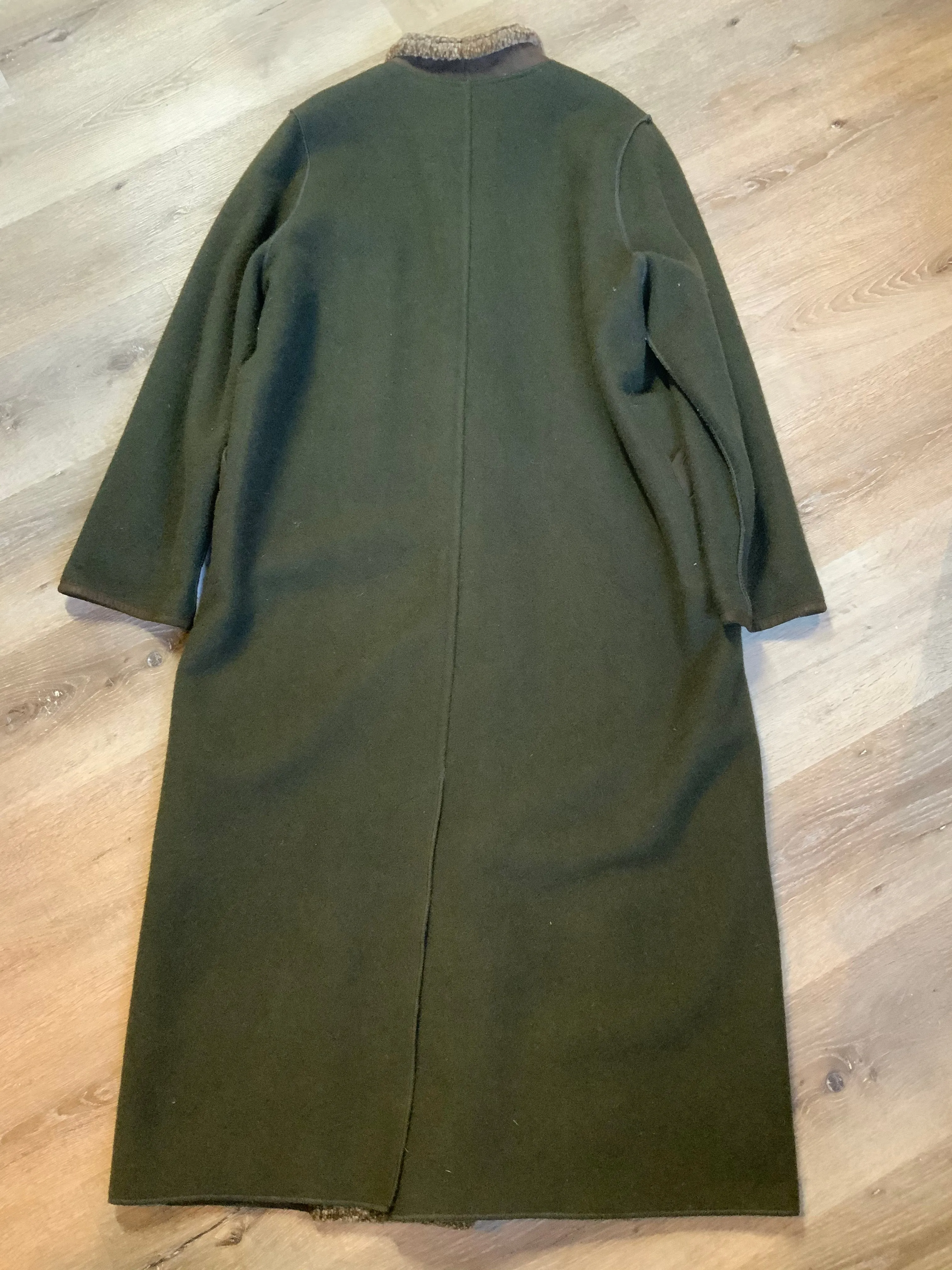 Vintage Epsilon Full Length Green Wool and Sheepskin Coat, Made in Canada