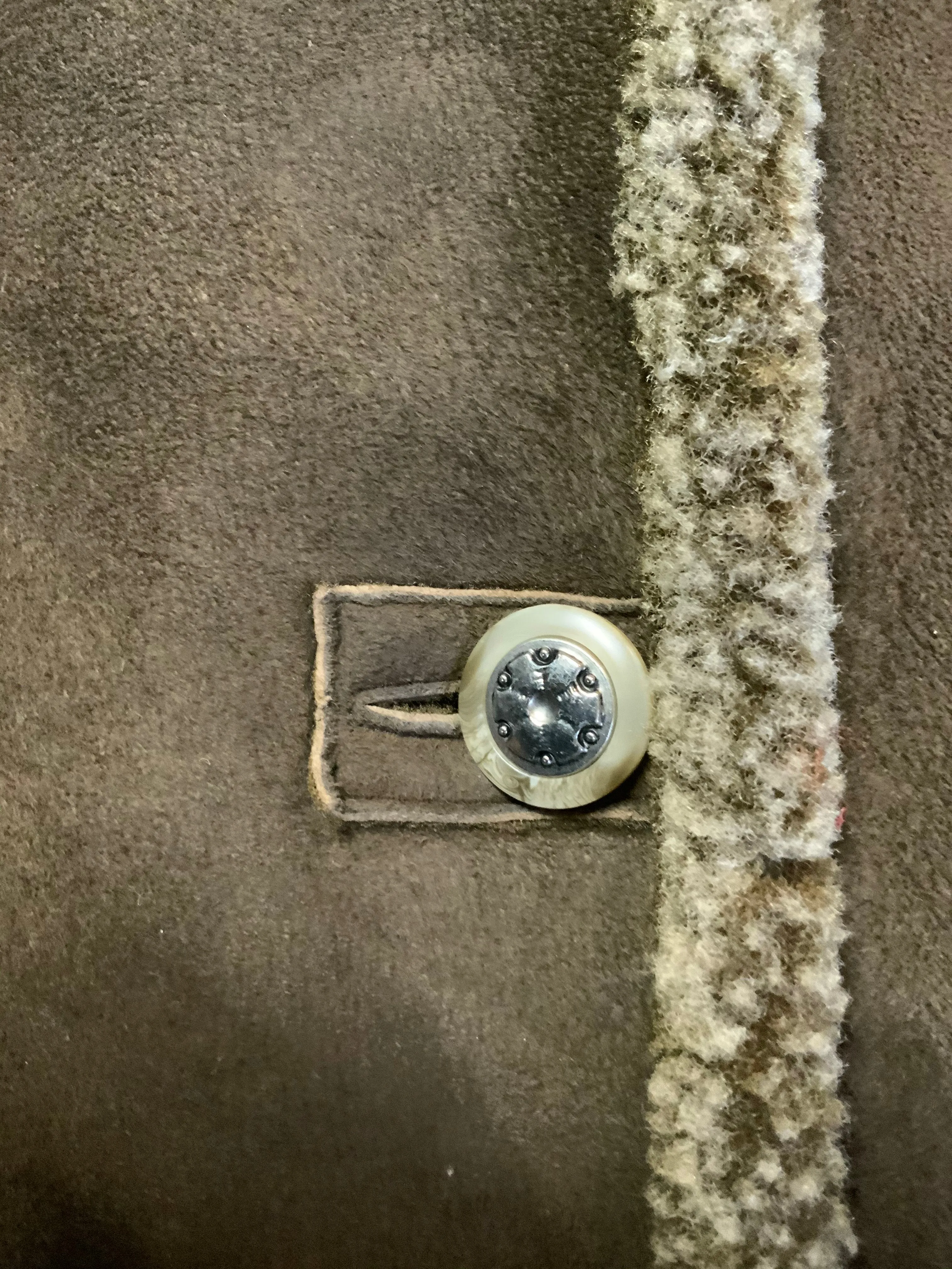 Vintage Epsilon Full Length Green Wool and Sheepskin Coat, Made in Canada