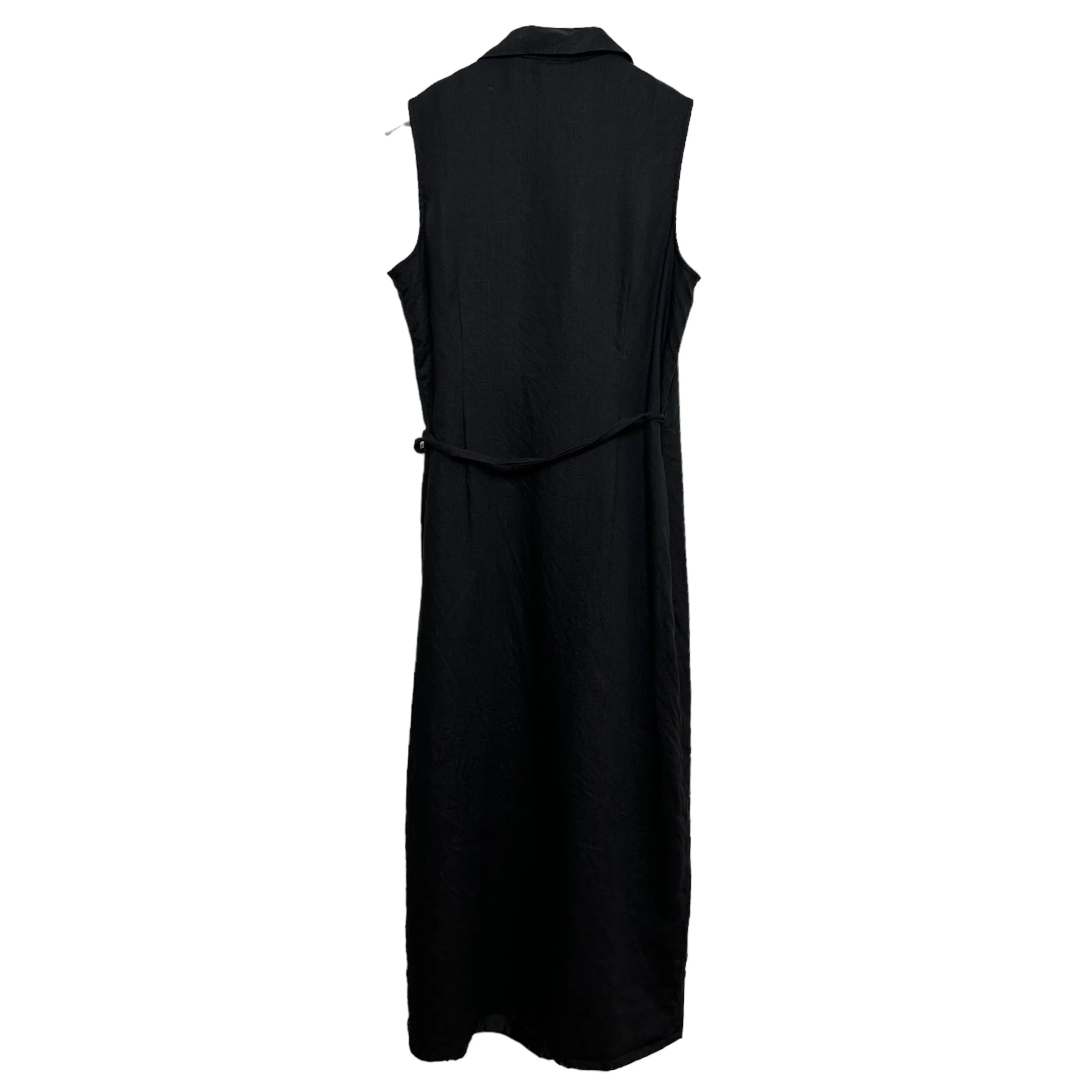 Vintage Style & Co Black Linen Wrap Dress Maxi Collared 12