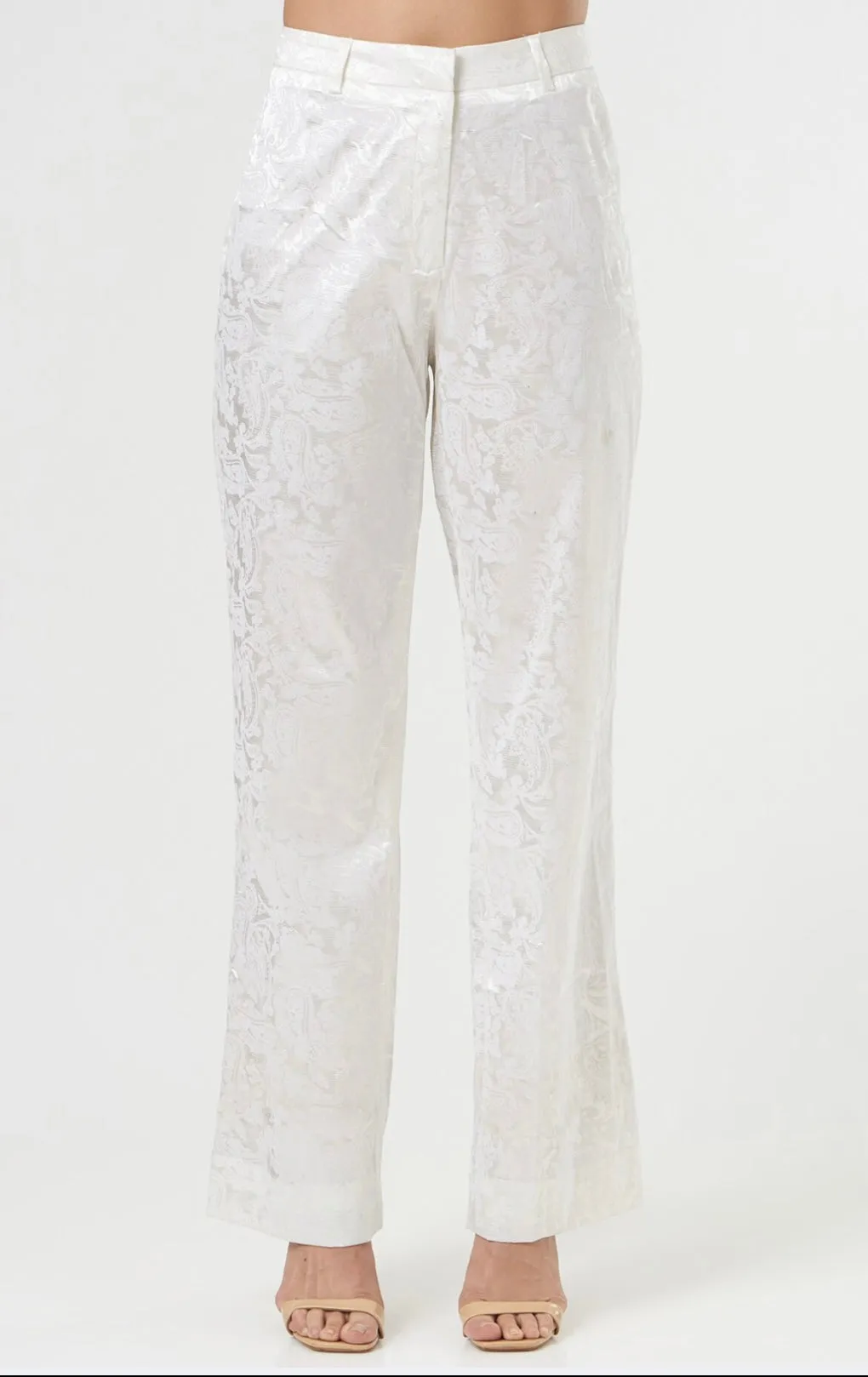 White Cotton Women's shimmer pants