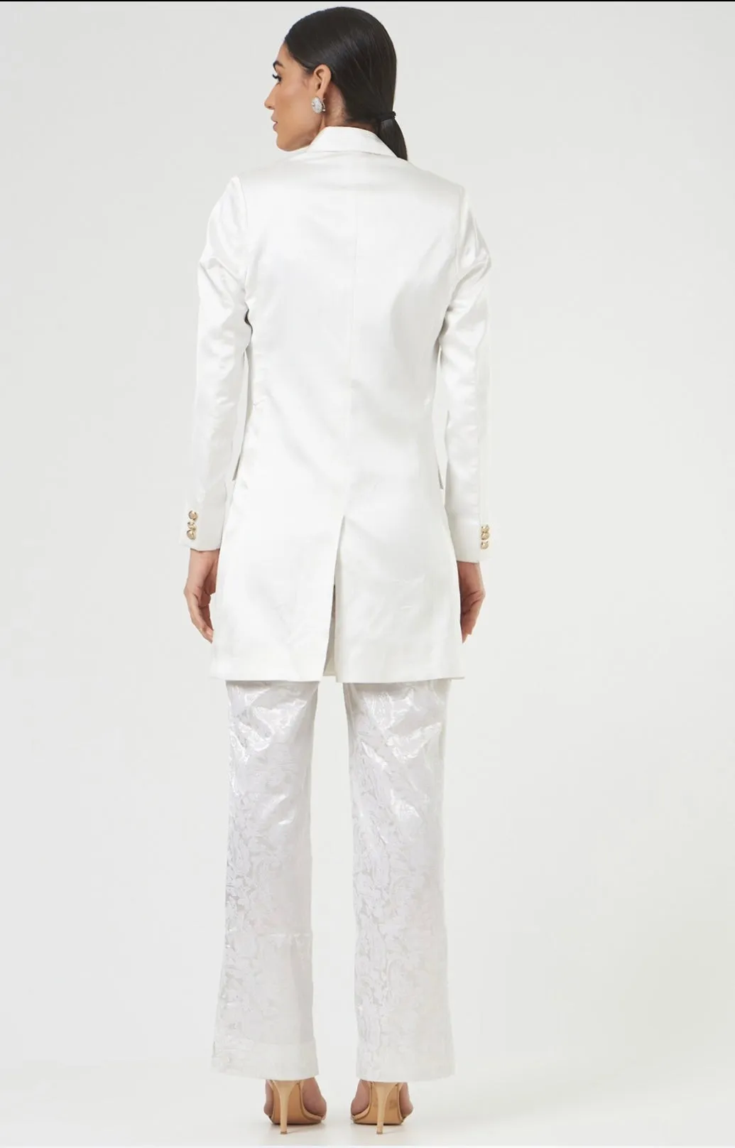 White Cotton Women's shimmer pants