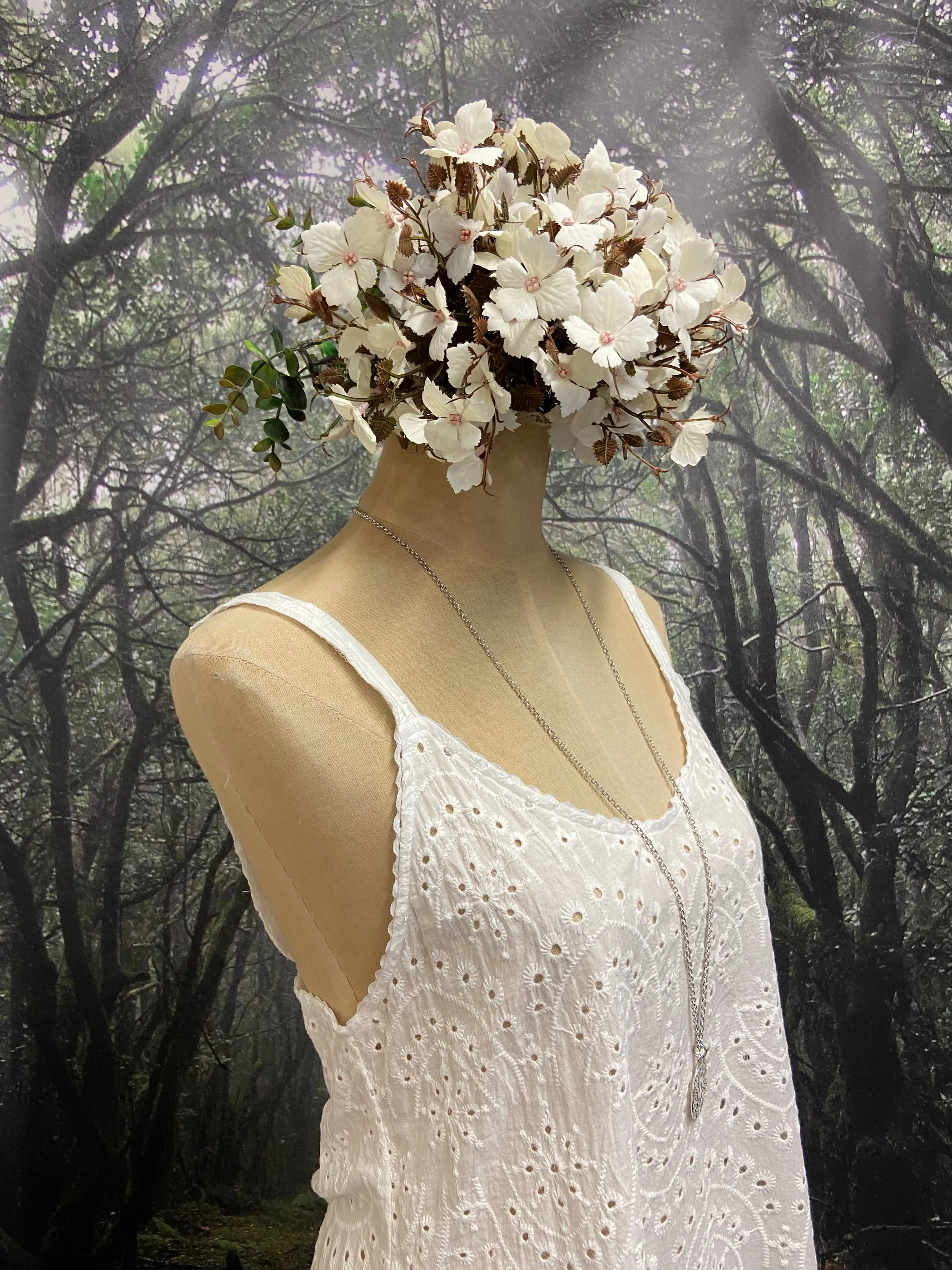 White embroidered slip