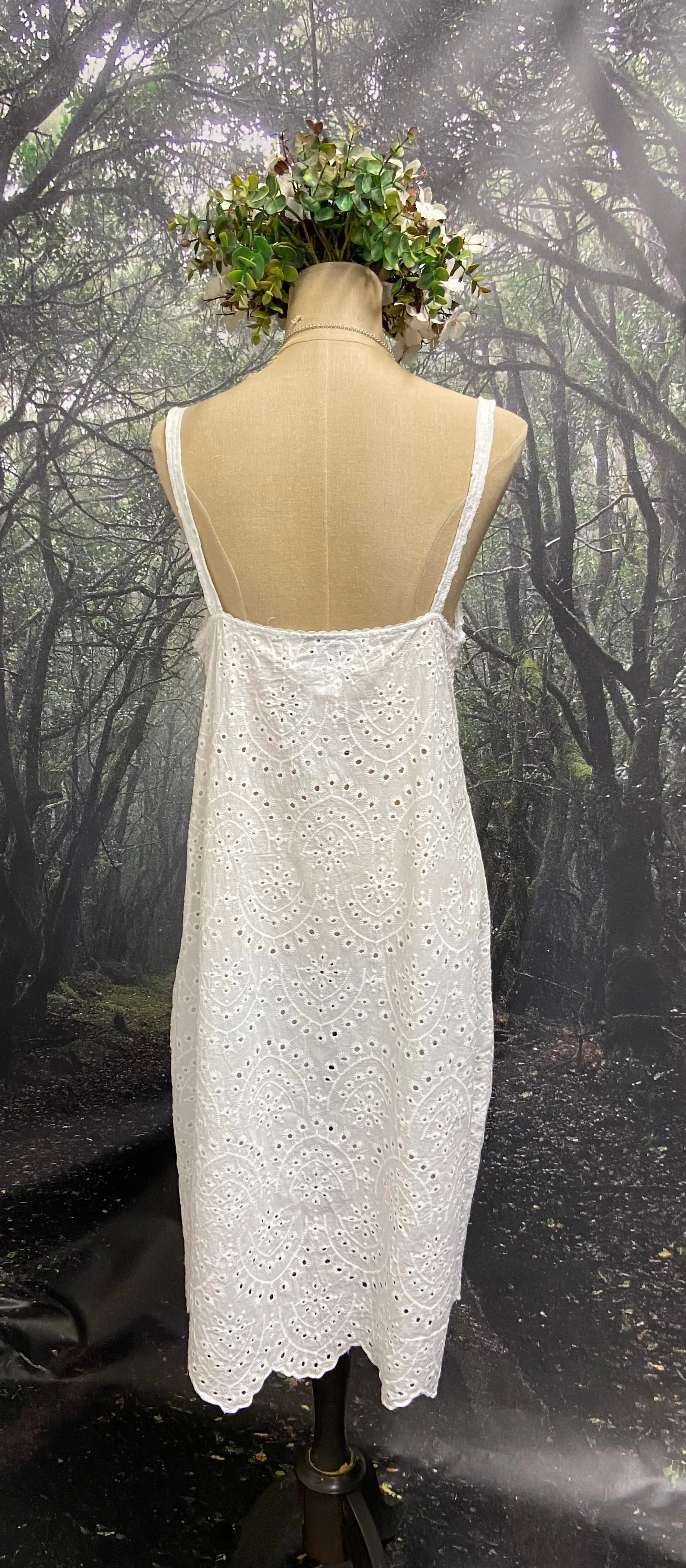 White embroidered slip