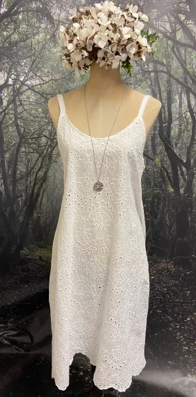 White embroidered slip