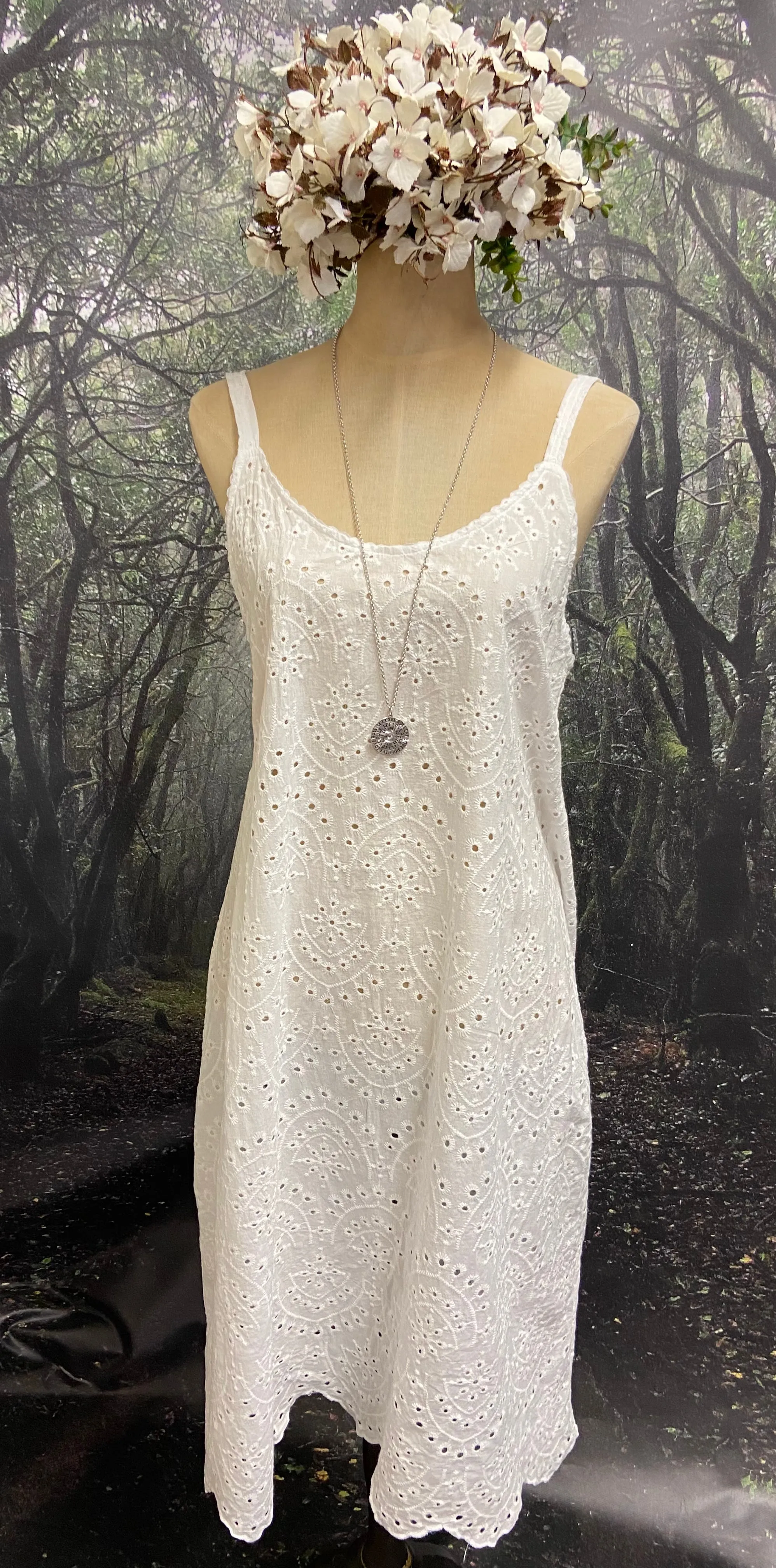 White embroidered slip