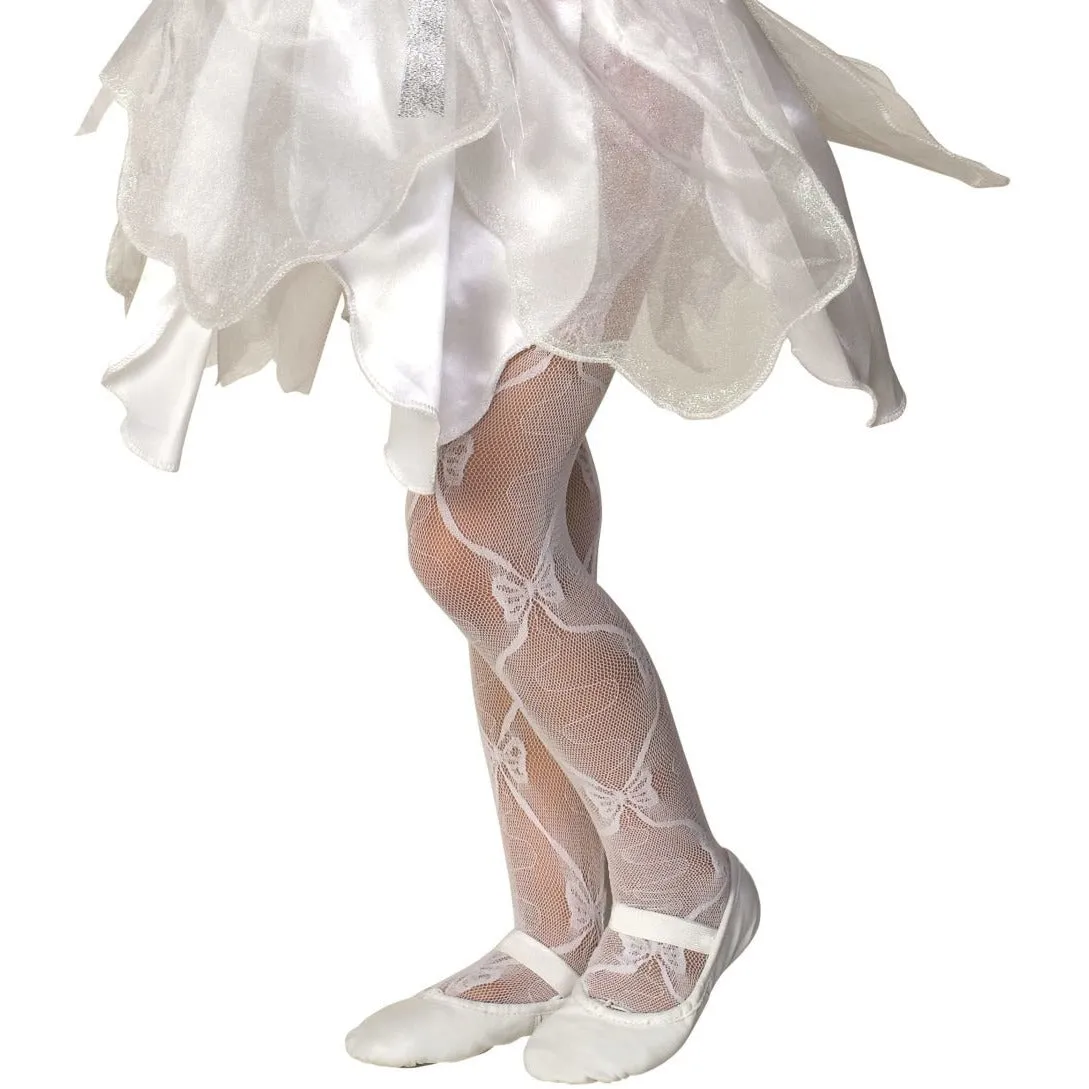 White Mesh Bow Tights
