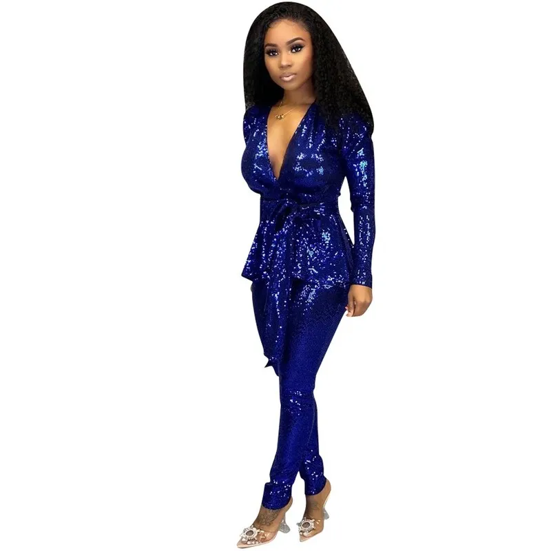 Wholesale slim fashion glittering cloth long sleeve 2PC（CL9775）