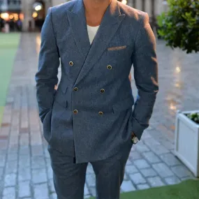Wiaofellas  -  Grey Warm Tweed Elegant Men Suits Double Breasted Casual Slim Fit Blazers Hombre High Quality Custom 2 Piece Set Costume