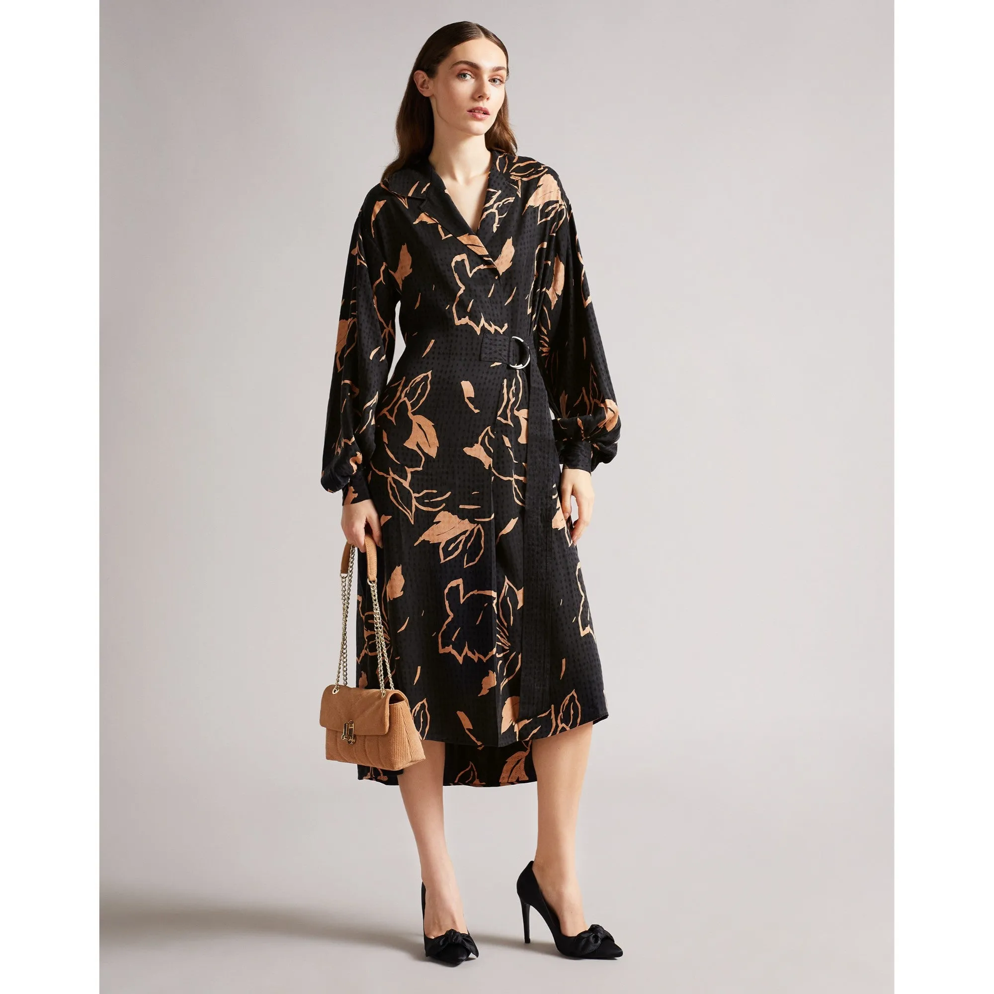 Women Wmd-Diaanna-Integral Wrap Dress With Belt Detail - Camel