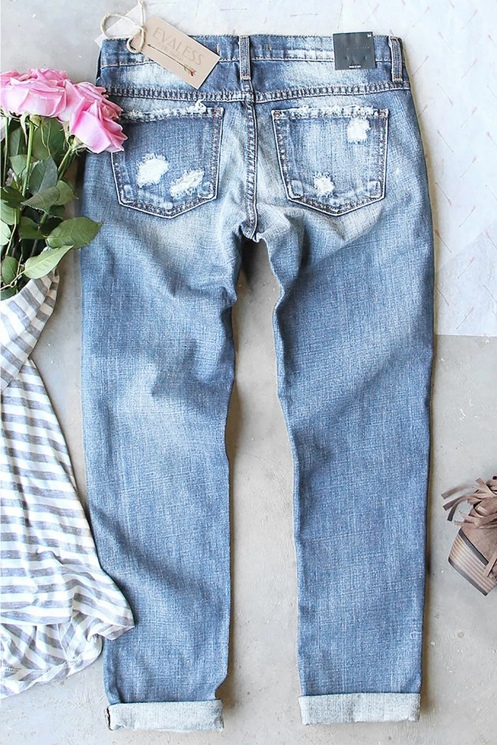 Women's Glitter Ombre Pink Leopard Jeans Ripped Jeans Distressed Boyfriend Graphic Patch Jeans