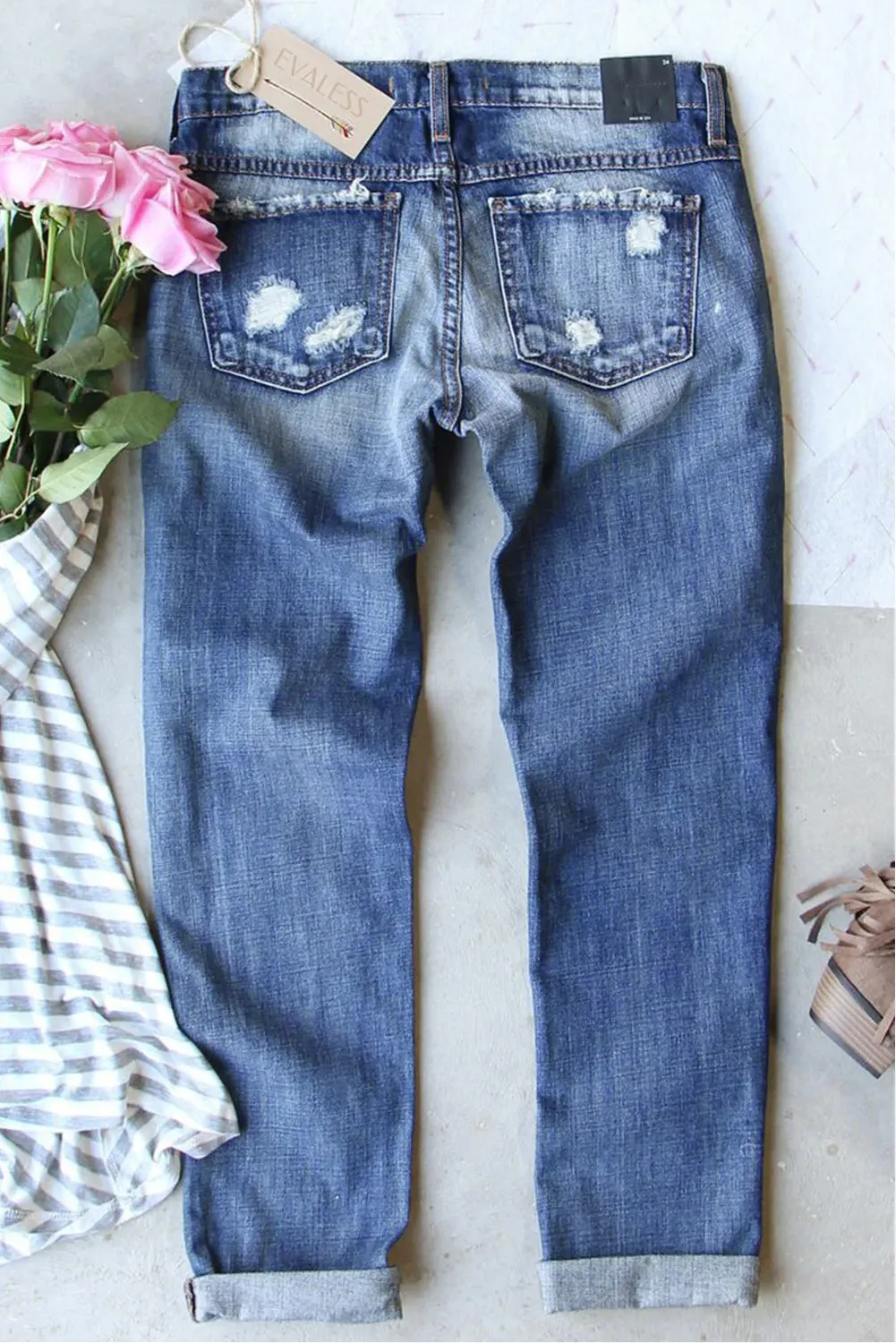 Women's Glitter Ombre Pink Leopard Jeans Ripped Jeans Distressed Boyfriend Graphic Patch Jeans