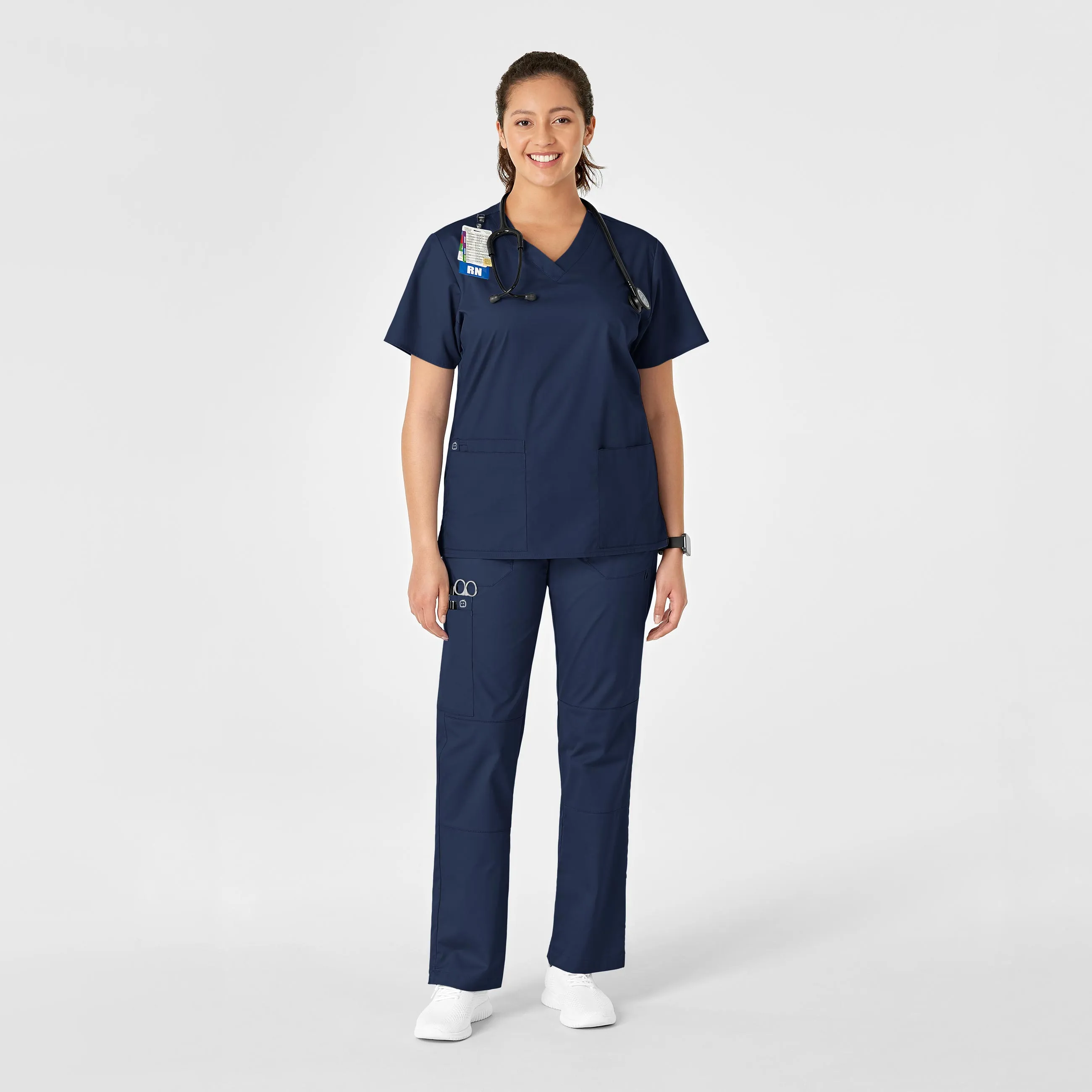 WonderWORK Women's Straight Leg Cargo Scrub Pant - Navy