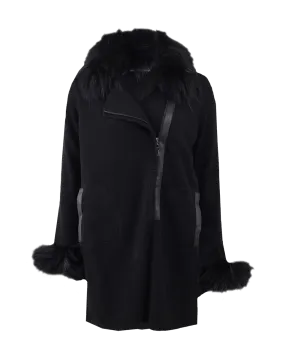 Zip Coat With Raccoon Trim